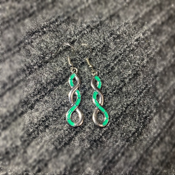 Green Fire Opal Dangle Drop Women's Earrings - Picture 2 of 4